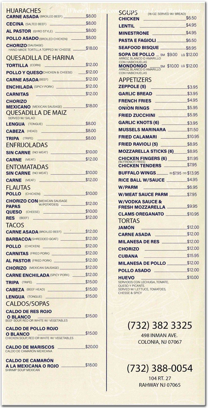 menu